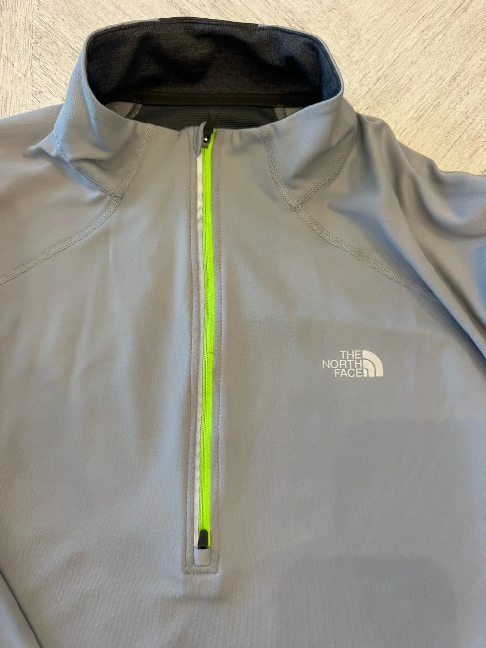 The North Face Men's Gray Performance Jacket with Neon Green Zip
